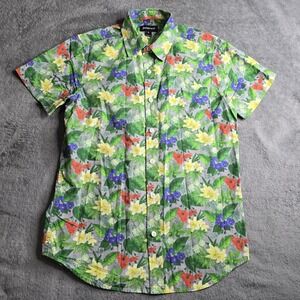 Betabrand Shirt Mens S Button Up Hawaiian Colorful Aloha Tropical Floral USA EUC